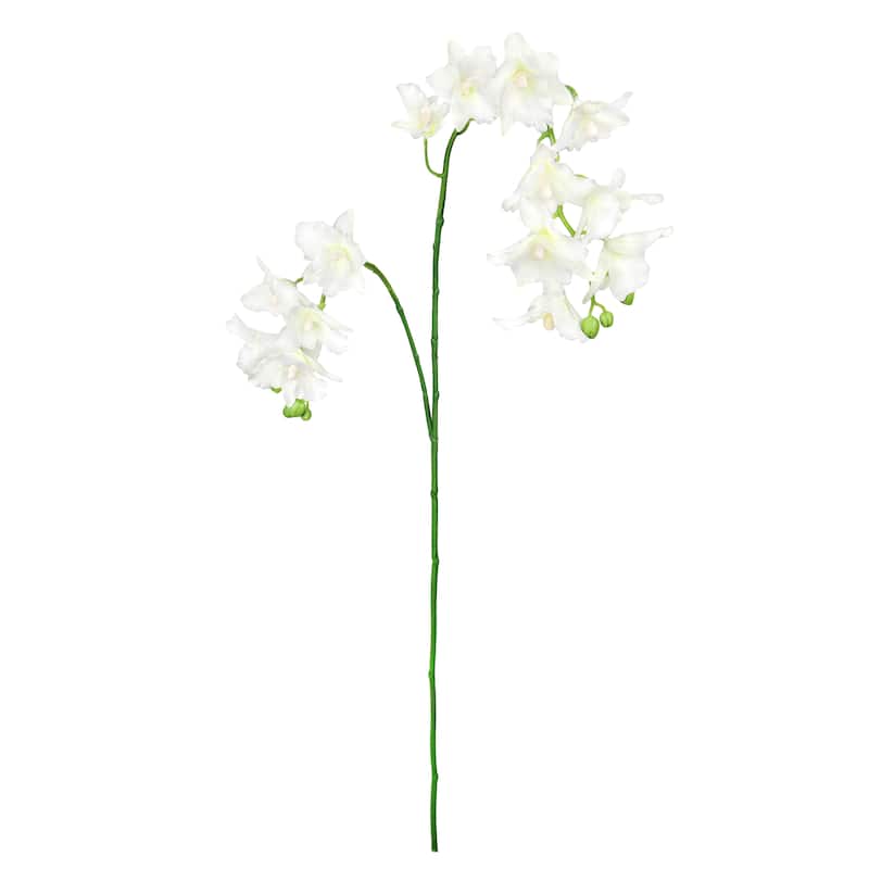 Set of 2 Cream White Artificial Cattleya Orchid Flower Stem Spray 35in - 35" L x 8" W x 4" DP