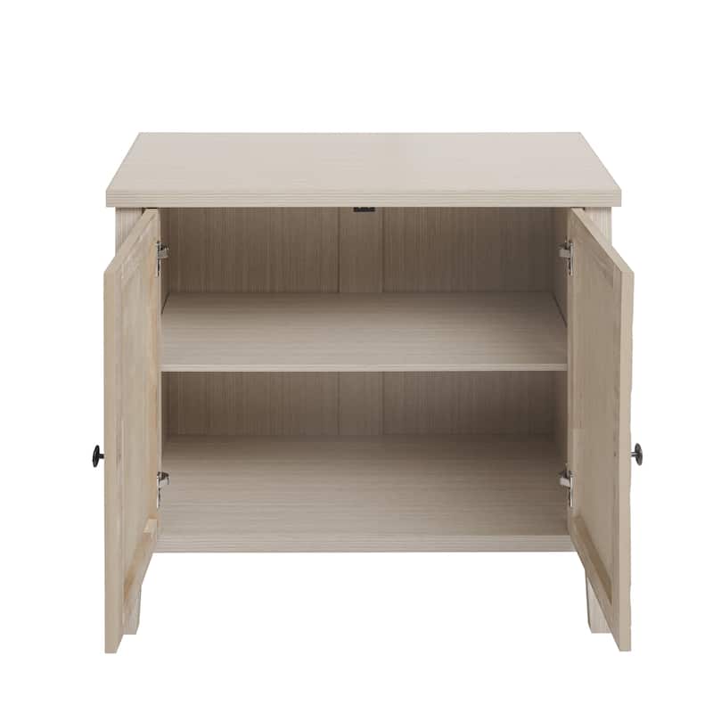 Roomfitters 2-Door Accent Storage Cabinet, Modern Carved Buffet Sideboard with Adjustable Shelf