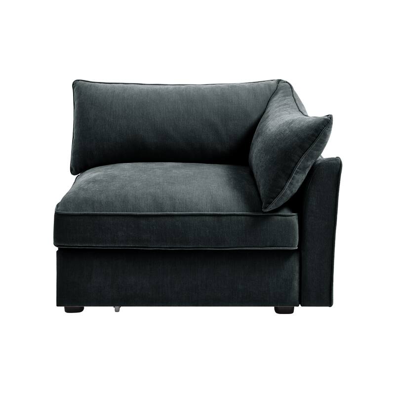 Velvet Grey Sofa with Chenille Fabric and Storage Function - Multi-Color