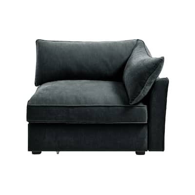 Velvet Grey Sofa with Chenille Fabric and Storage Function