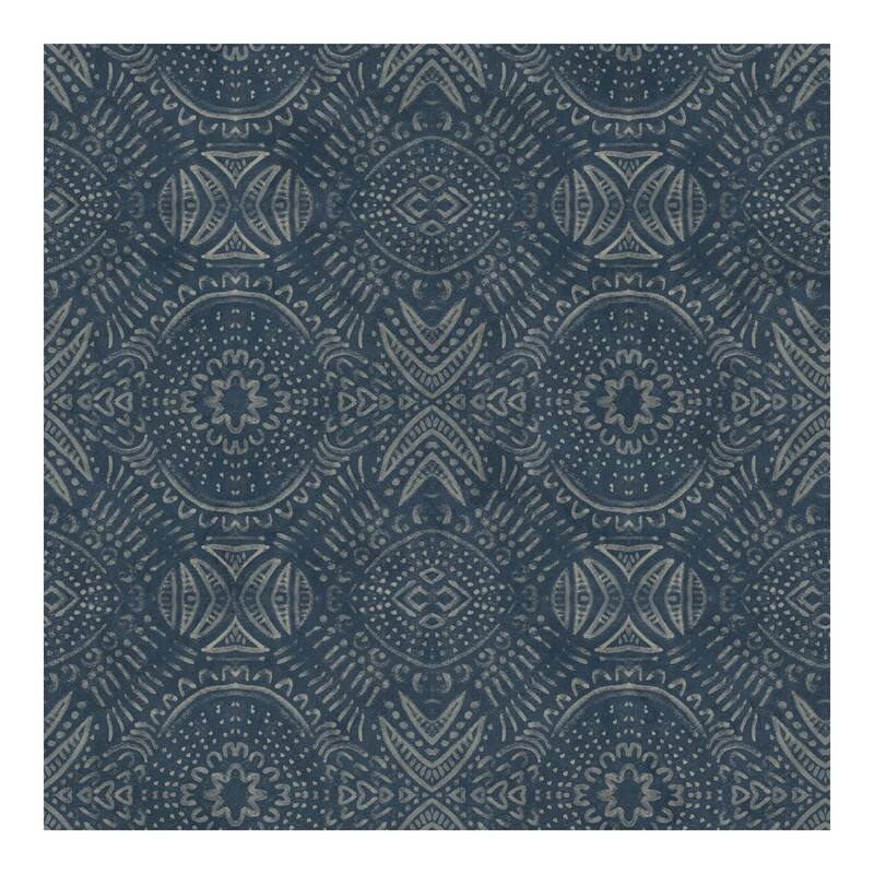 Chesapeake Java Navy Medallion Wallpaper - 20.5 x 396 x 0.025