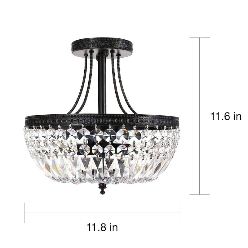Jessica Crystal Basket 3-light Semi-Flush Mount Chandelier