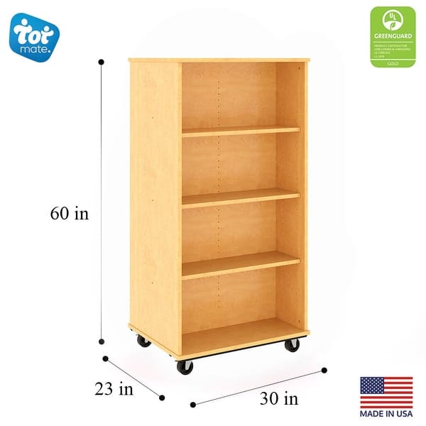 dimension image slide 2 of 4, Tot Mate Open Double Sided Mobile Storage Locker / Bookcase - 60H