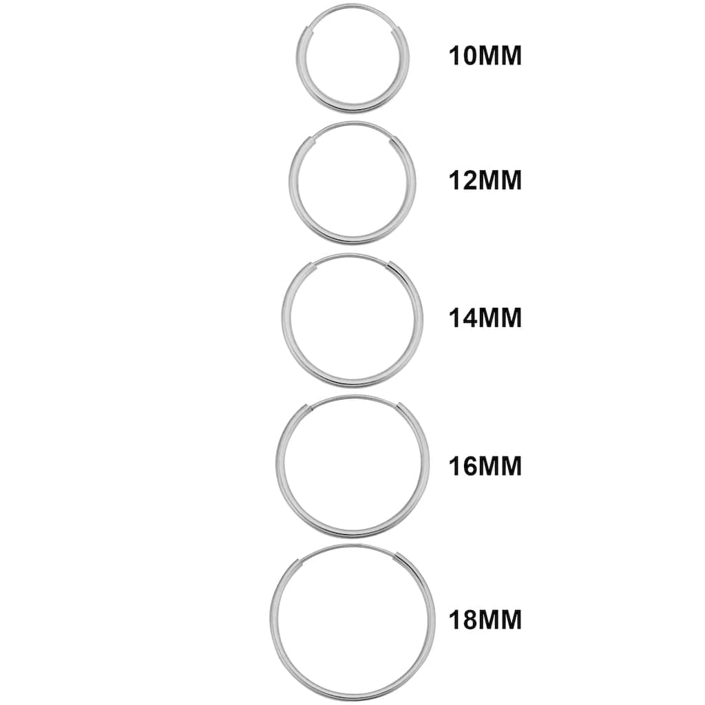 14k White Gold Round Endless Hoop Earrings