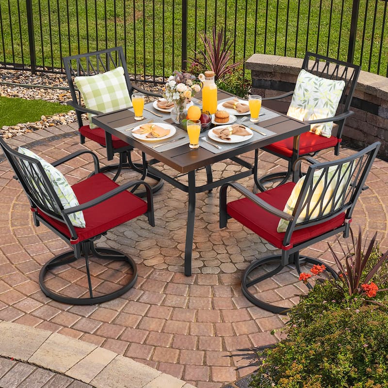 Outdoor Patio Bistro Set With Swivel Chairs