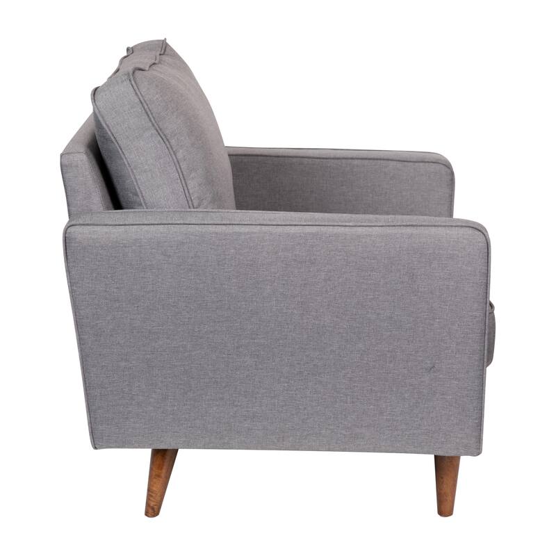 Compact Upholstered Tufted Chair with Wooden Legs - 30.5"D x 33"W x 33"H