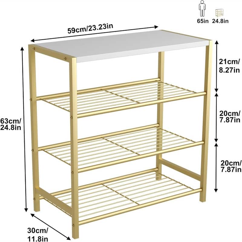 4 Tier Shoe Rack Shoe Storage Shelf - 11.8"D x 23.23"W x 24.8"H