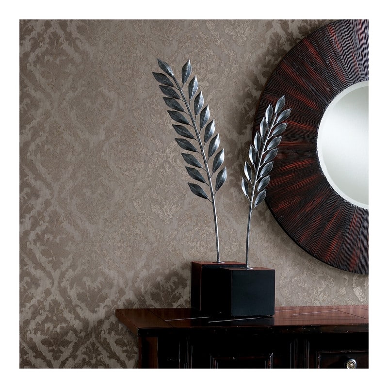 Brewster Lyra Bronze Damask Wallpaper - 21 x 396 x 0.025