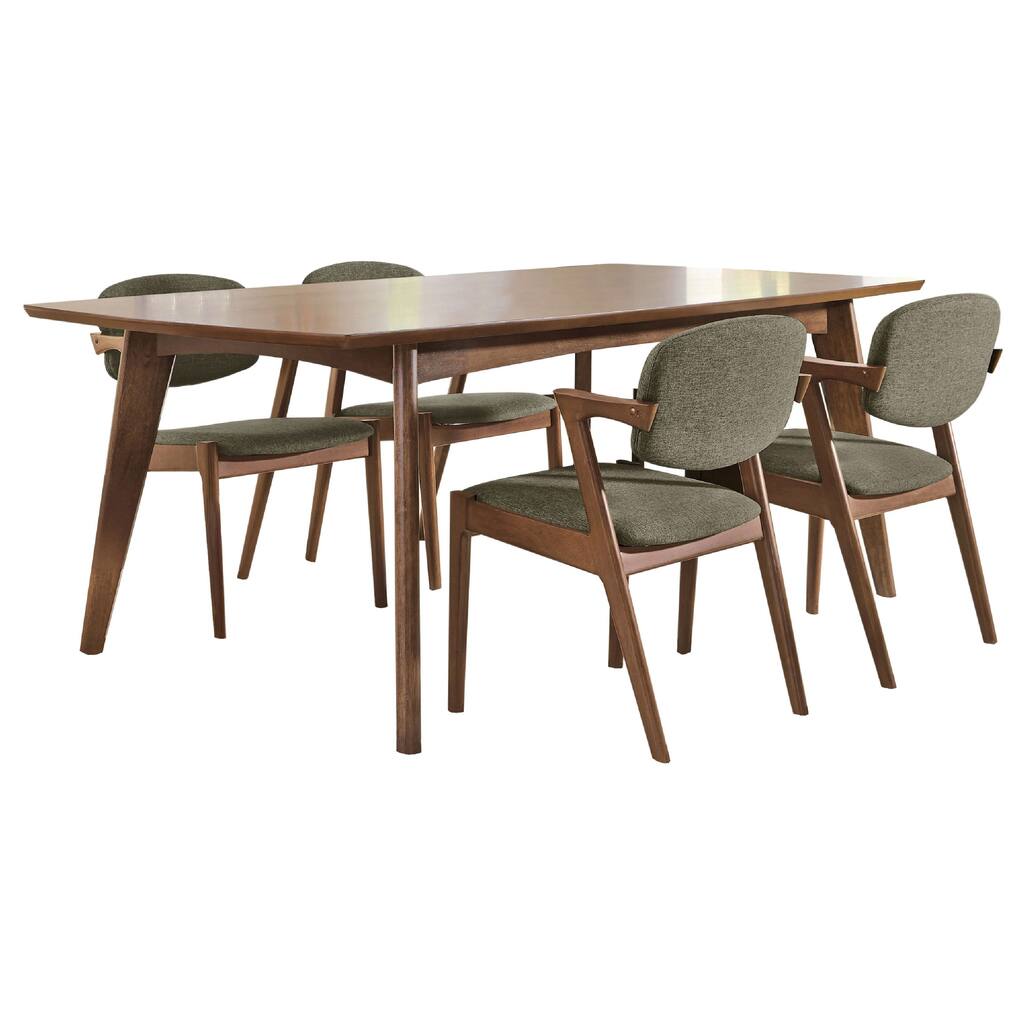 Lery 5pc Dining Table and 4 Chair Set, Gray and Walnut Brown