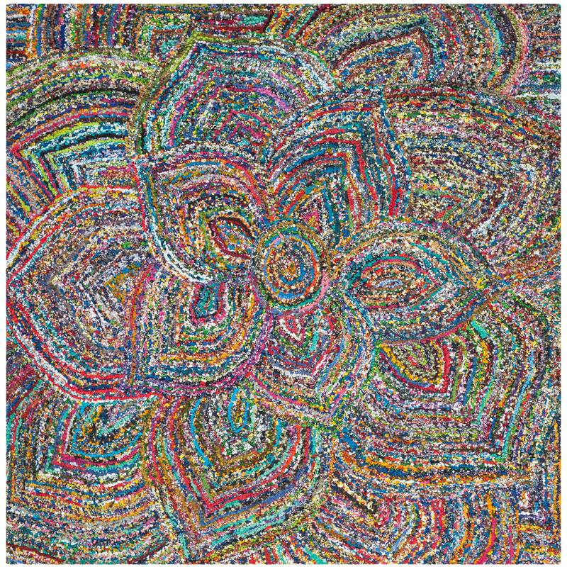 SAFAVIEH Handmade Nantucket Reinhild Contemporary Cotton Rug - 6' Square - Multi