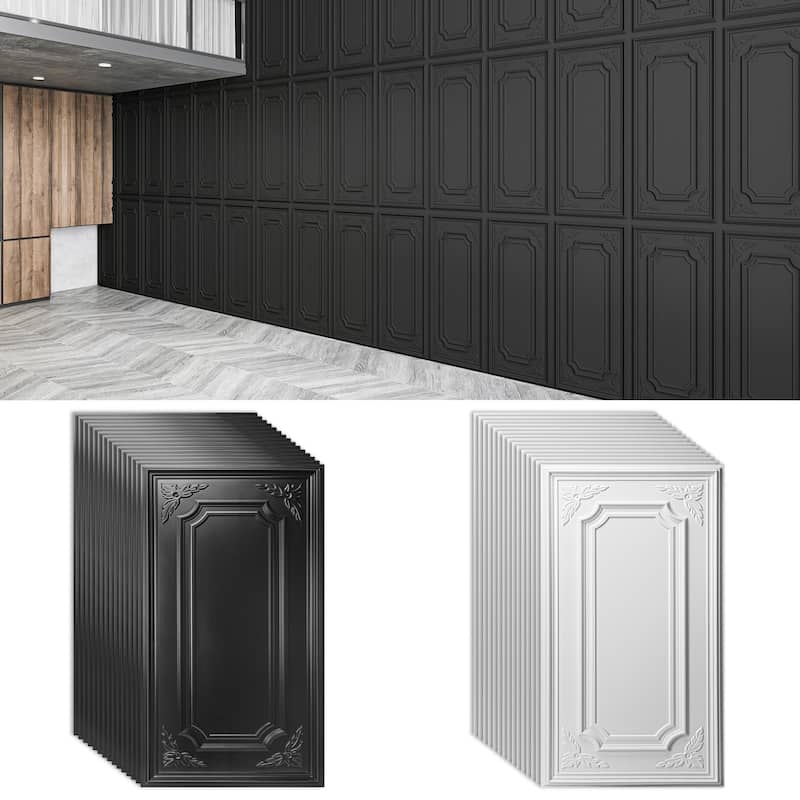 Art3d 12-Pack 24"x48" PVC 3D Wall Panel & Drop Ceiling Tiles, Cover 96 Sq.Ft.