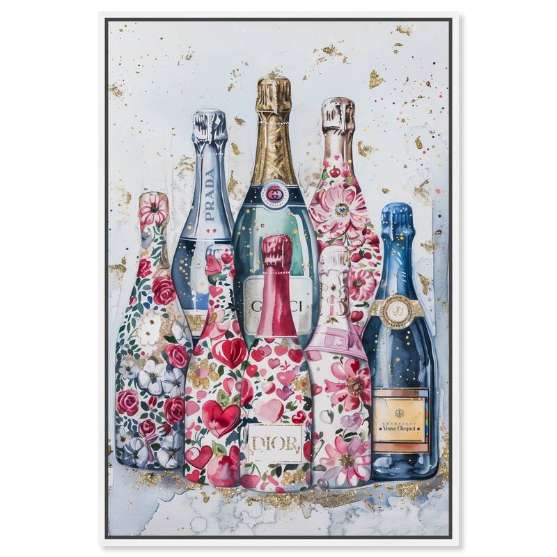 Intricate Floral Champagne Canvas by Art Remedy - 16" x 24" - White