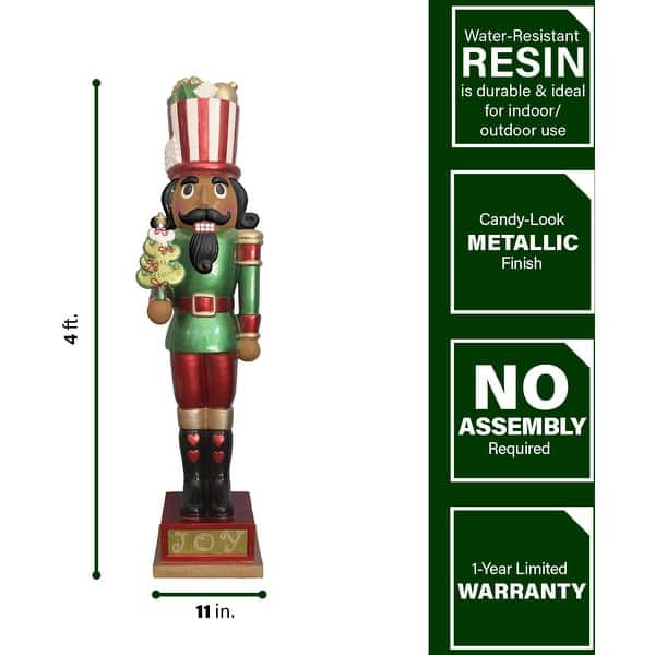 Fraser Hill Farm 4-Ft. Candy-Look African American Nutcracker Greeter