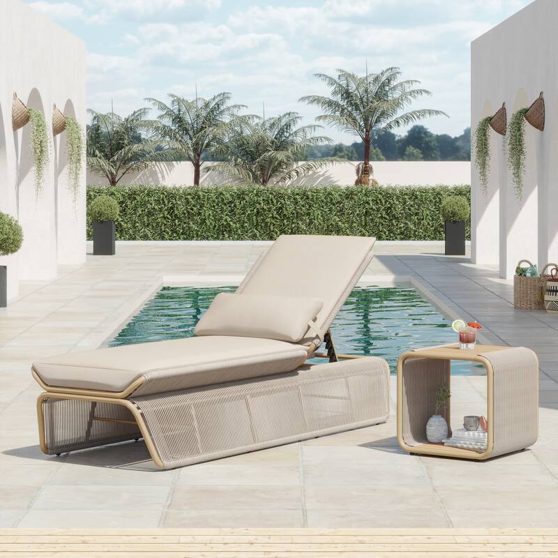 Corvus Corral 2-piece Adjustable Outdoor Wicker Chaise Lounge Set with Sunbrella Cushion