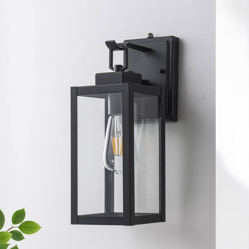 C Cattleya 1-Light Matte Black Dusk to Dawn Outdoor Wall Lantern Sconce