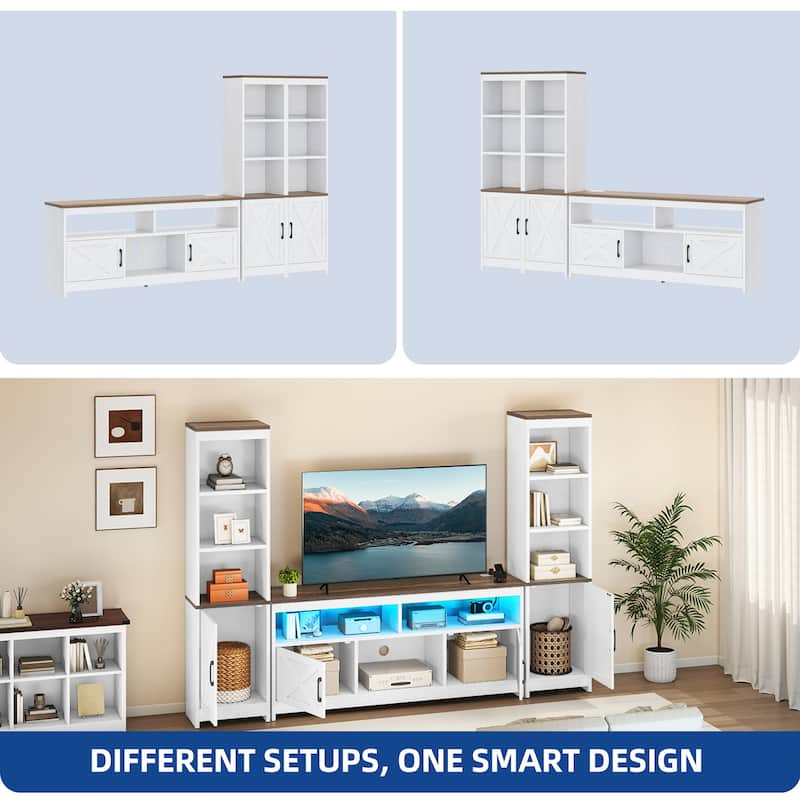 Moasis Farmhouse TV Stand with LED Lights & Power Hub