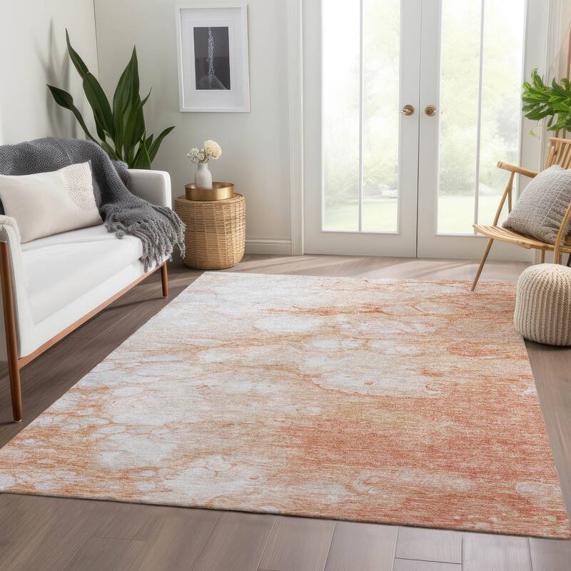Machine Washable Indoor/ Outdoor Chantille Abstract Modern Rug - Coral - 2'6" x 3'10"