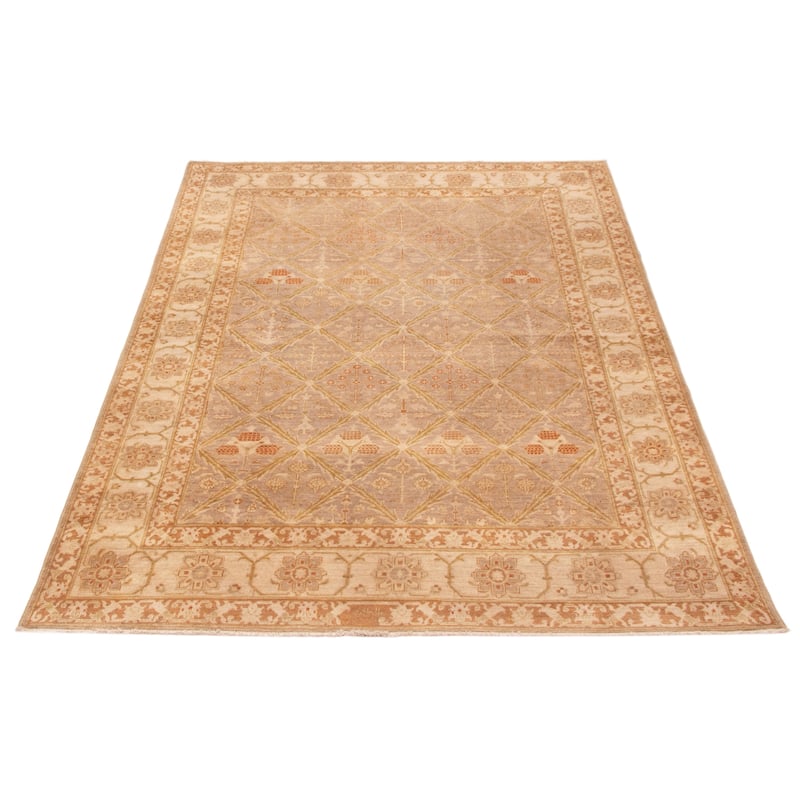 ECARPETGALLERY Hand-knotted Chobi Finest Taupe Wool Rug - 6'1 x 8'7