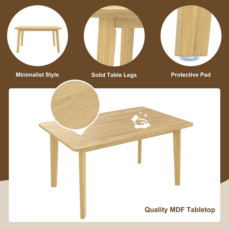 5 -Piece Dining Set with Solid Wood Table and 4 Upholstered Dining Chair