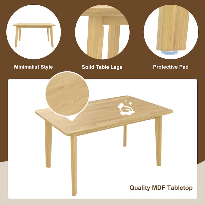 Rustic 5-Piece Farmhouse Dining Set - Solid Wood Table & 4 Upholstered Chairs for Kitchen, Dining Room