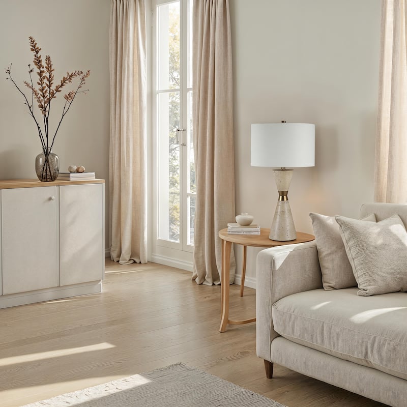 Everren Veza 28.75" Height Table Lamps, Faux Beige Travertine