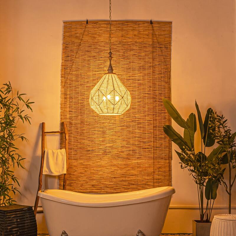 3-Light White Coastal Pendant Light - 19 Wide