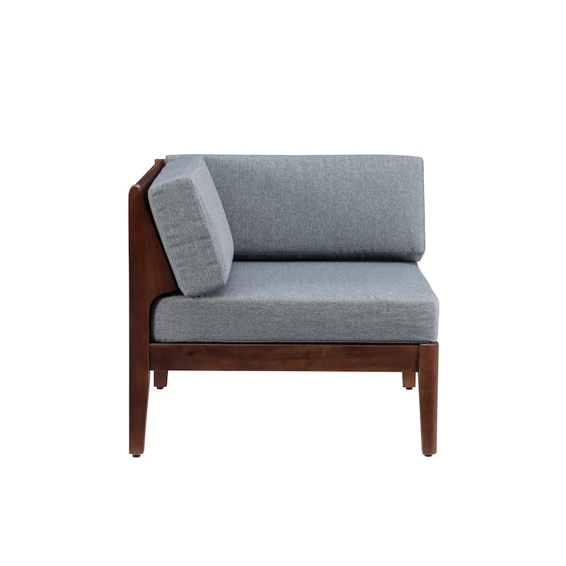 Sayre Outdoor Acacia Corner Chair with Cushion