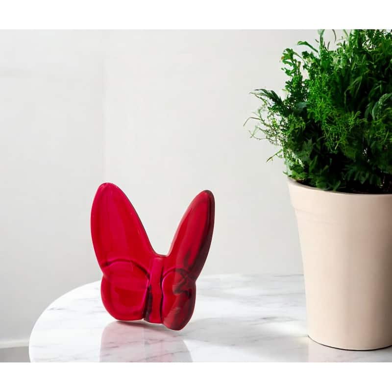 HomeRoots 3" Red Crystal Butterfly Figurine Tabletop Sculpture - Red