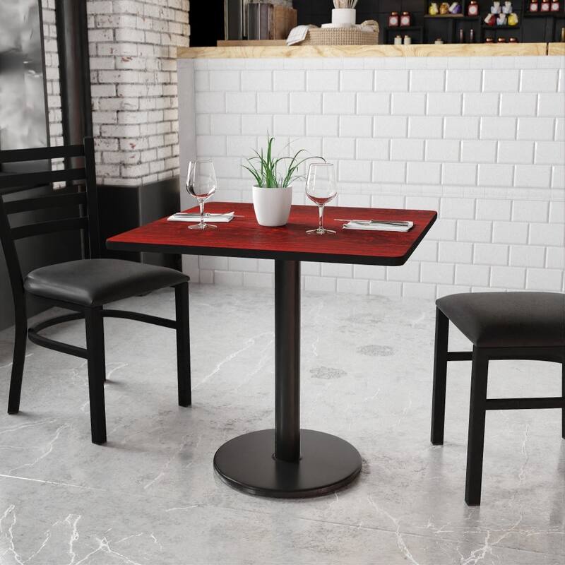 30'' Square Laminate Table Top with 18'' Round Table Height Base - 30"W x 30"D x 31.125"H - 30"W x 30"D x 31.125"H