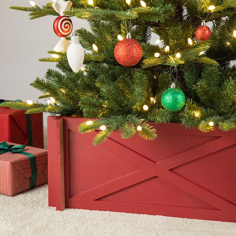 Glitzhome 24.5" or 27.5"L Solid Wooden X-shape Christmas Tree Collars