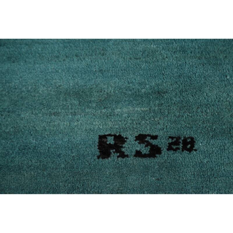 Turquoise Blue Modern Gabbeh Oriental Area Rug Handmade Wool Carpet - 5'1" x 6'6"