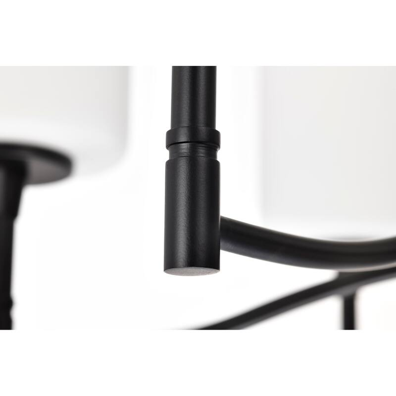 Liam 6 Light Chandelier Matte Black White Opal Glass - Matte Black