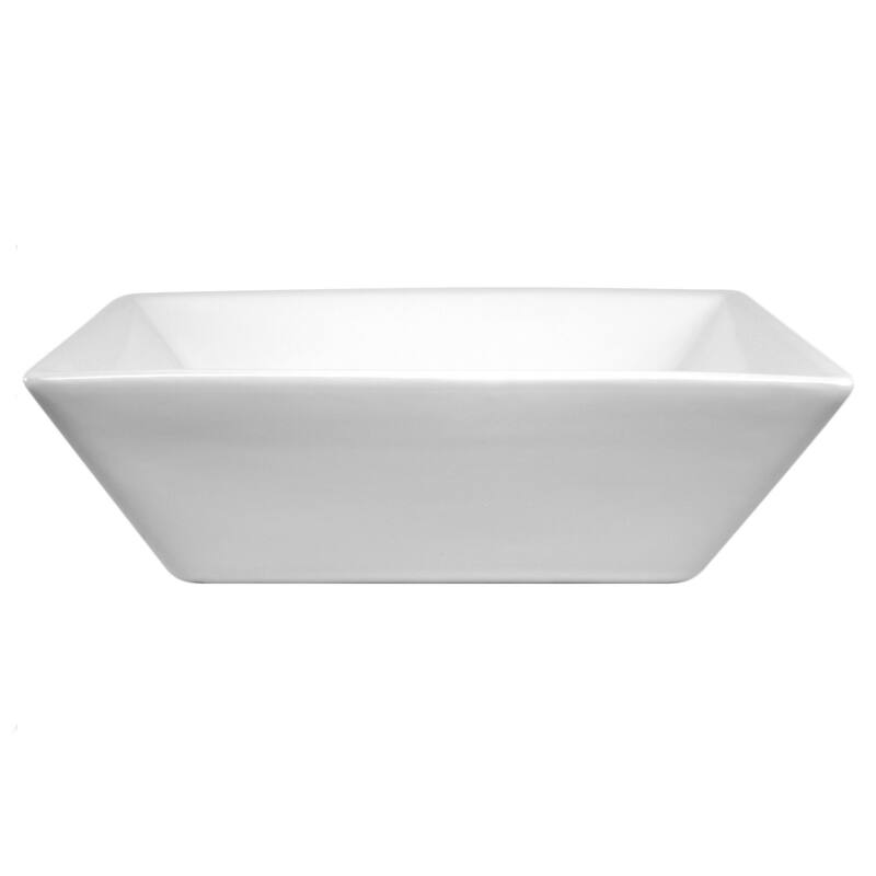 Havasu White Ceramic Square Vessel Bathroom Sink with pop up drain