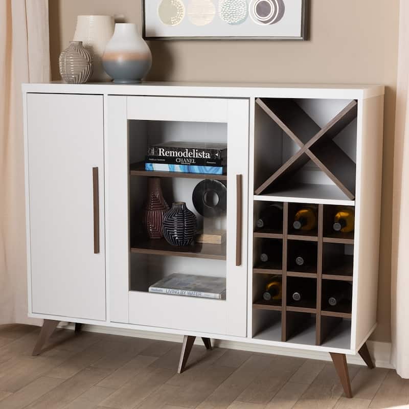 Pietro Mid-Century Modern Finished Wine Cabinet - 38.78" High x 47.24" Wide x 13.39" Deep