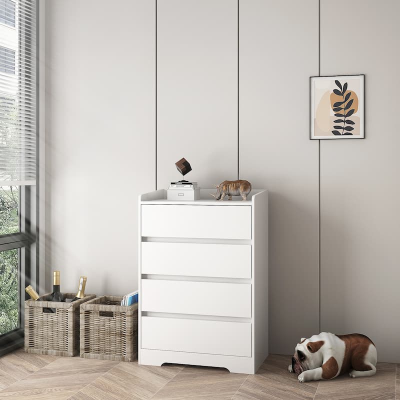 Roomfitters 4-Drawer Chest of Drawers Without Handle, Modern Minimalist Storage Cabinet, Bedroom Organizing Unit