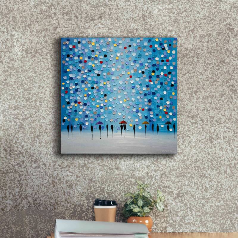 Epic Graffiti 'Colorful City Umbrellas' by Ekaterina Ermilkina Giclee Canvas Wall Art
