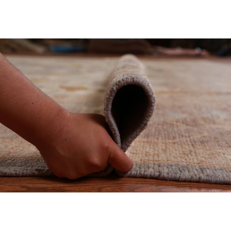 Hand Knotted Oriental 100% Wool Carpet Transitional Medallion Greys & Charcoal Oushak Area Rug - 14' 3'' X 10' 0''