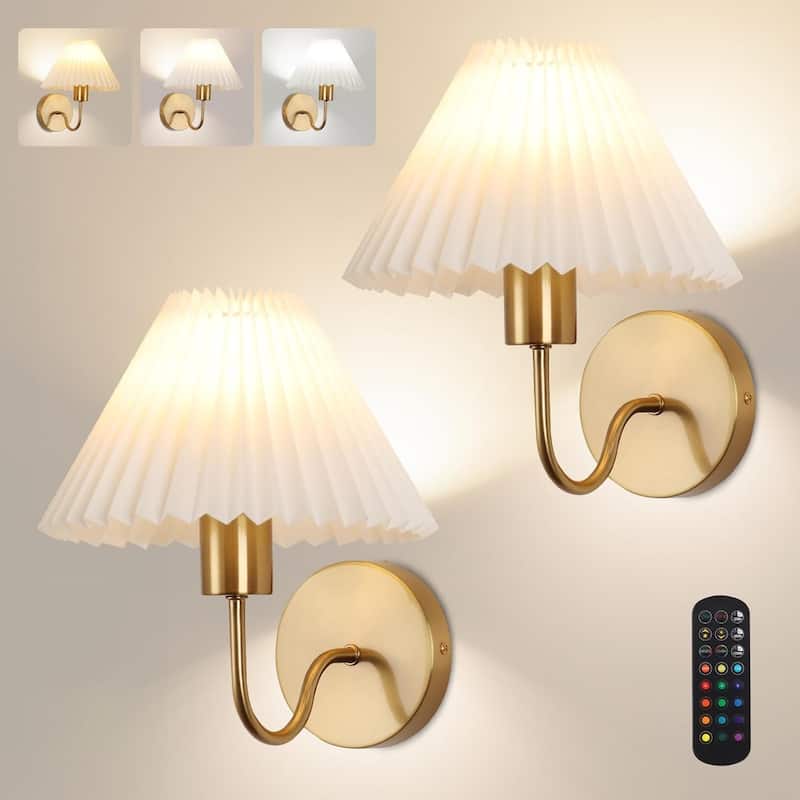 Sets of 2 wall light gold vanity light metal, fabric, acrylic kitchen light