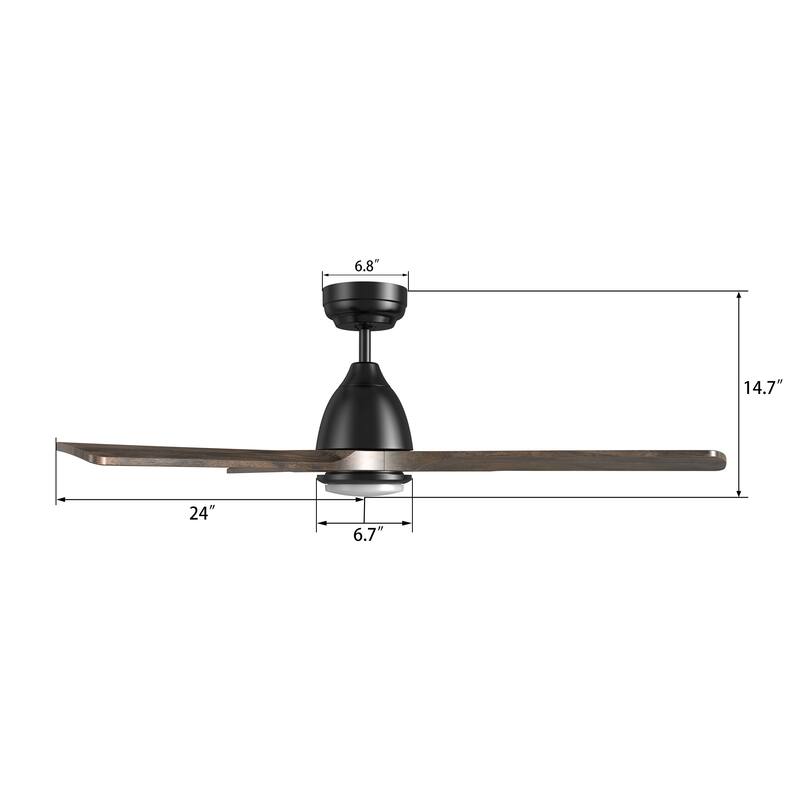 CARRO Abbott 48" 3-Blade Smart Ceiling Fan with LED Light Kit and Remote-Solid Wood