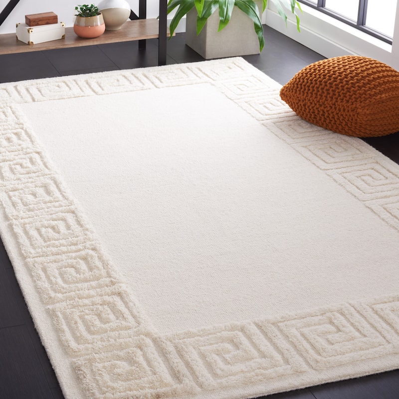 SAFAVIEH Handmade Metro Dream Greek Key Border Wool Rug - 3' x 5' - Ivory