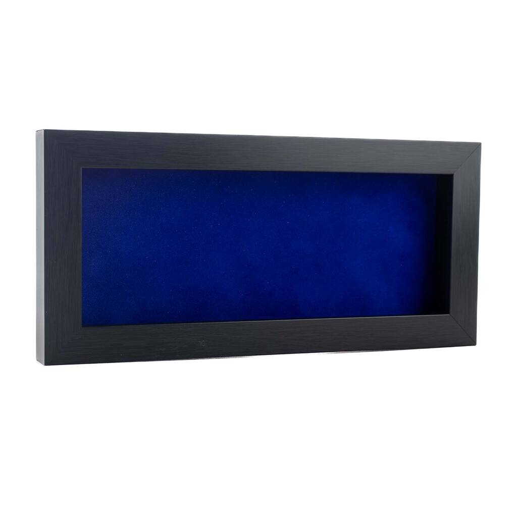 12x24 Shadow Box Frame Charcoal Gray Wood | With a 3/4" Usable Display Depth | Includes a Royal Blue Real Suede Texture