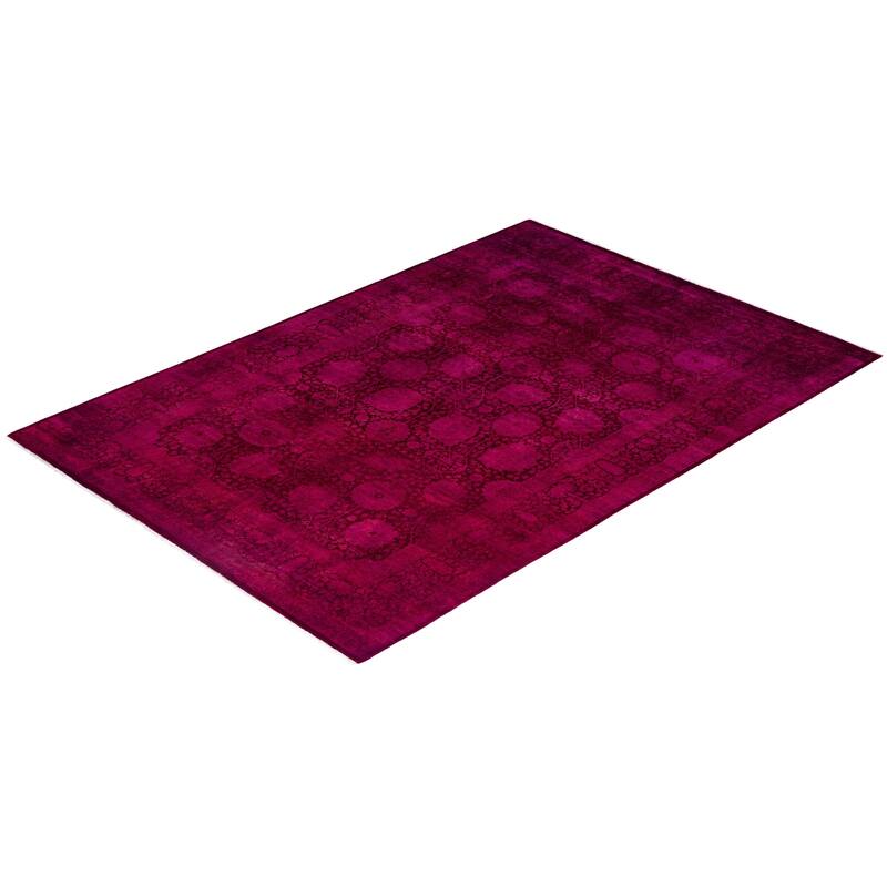 Fine Vibrance One-of-a-Kind Hand-Knotted Area Rug - Pink, 6' 3" x 8' 10" - 6' 3" x 8' 10"