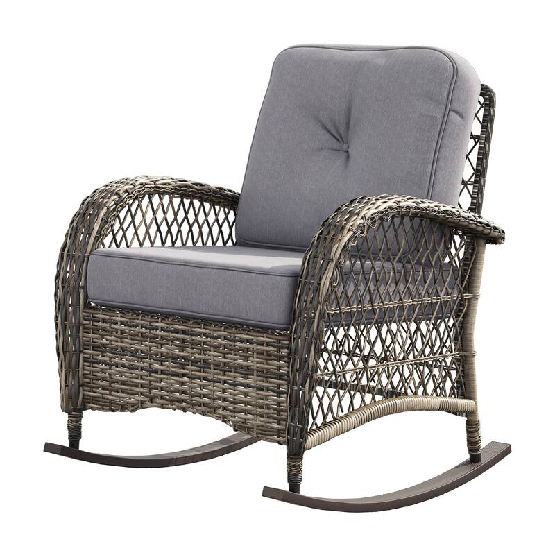 Corvus Salerno Outdoor Handwoven Resin Wicker Rocking Chair