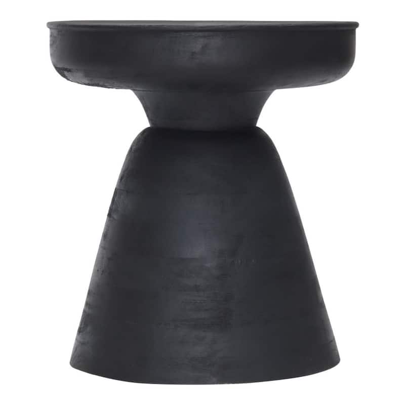 18" Black Solid Wood Round End Table Stylish Side or Nightstand - 15.90” x 15.90” x 18.10”