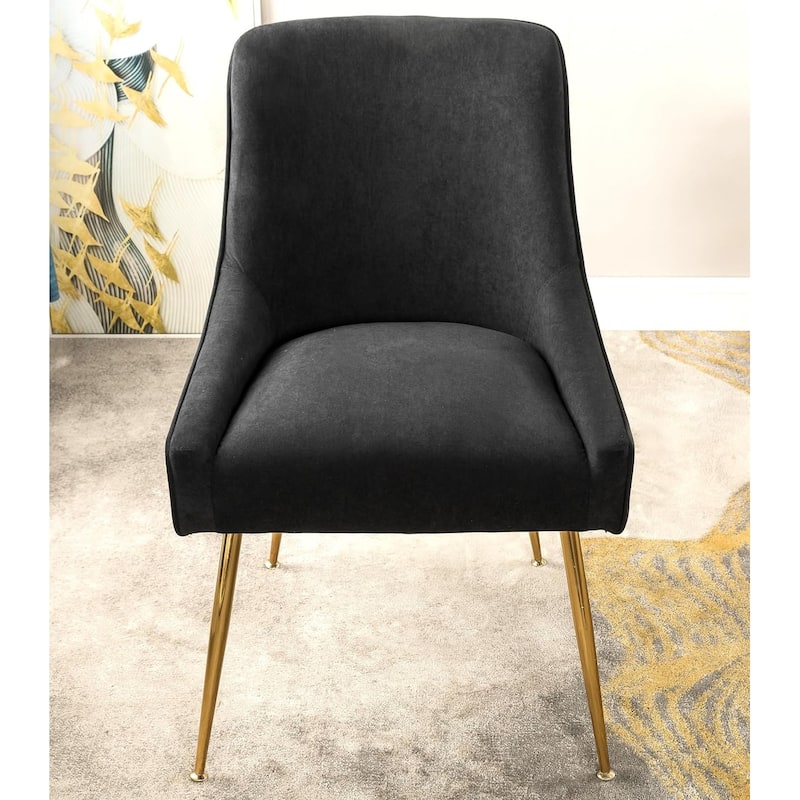 Luxury Velvet Chair with Elegant Scoop Back Design Gold Metal Legs and Soft Upholstery Comfortable Seating