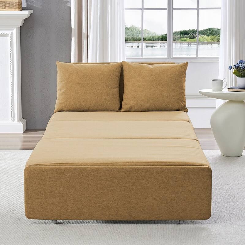 Mixoy Full Size Queen Size Sofa Bed,2 in 1 Convertible Linen 1-Seater/Loveseat Sleeper Sofa Couch with Cushions
