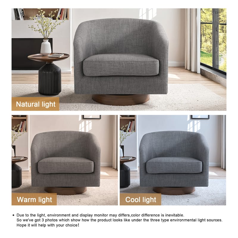 2 Set Modern Wide Round Swivel Accent Barrel Chairs