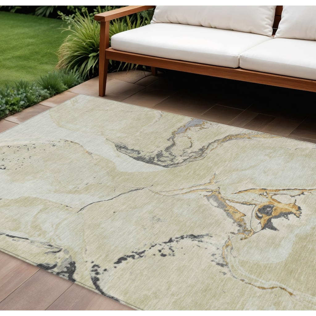 HomeRoots Abstract Transitional Rectangle Outdoor Rug