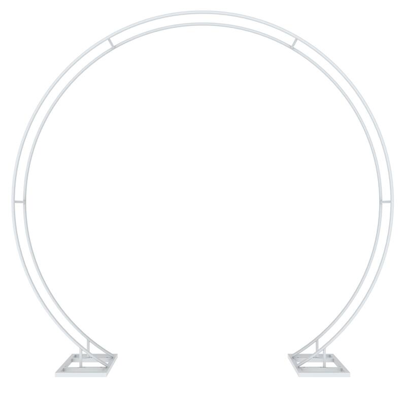 Round Arch Backdrop Stand Large Double Hoop Iron Garden Arbor White 79"H