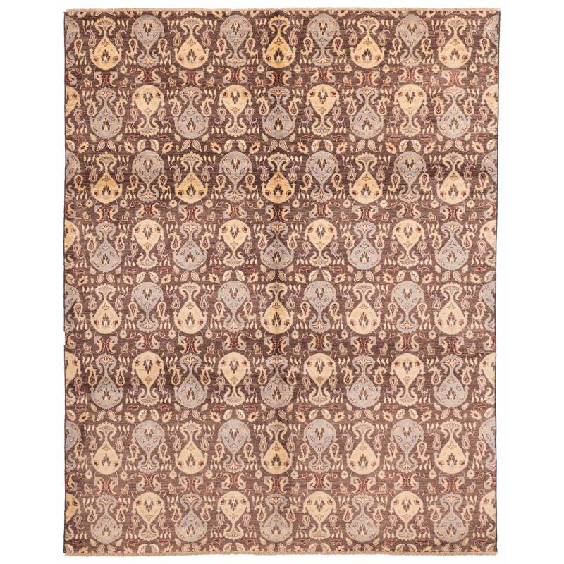 ECARPETGALLERY Hand-knotted Peshawar Ziegler Dark Brown Wool Rug - 8'0 x 9'10